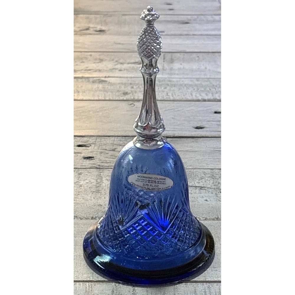 Avon Moonwind Cobalt Blue Glass Bell Vintage Cologne Bottle 7" X 3.5"‎ EMPTY
